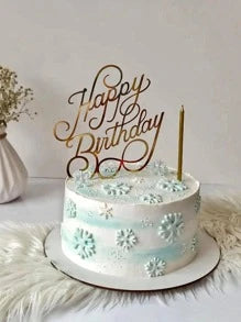 Happy Birthday-cursive Cake Topper in Gold