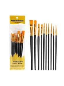 10pc Paint Brush Set -Black Handle