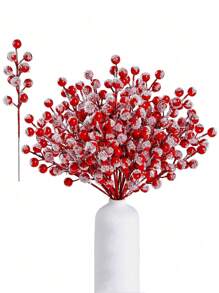 Frosted Red Berries-Artificial Stem-ea