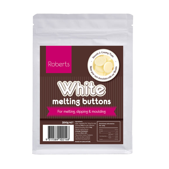 Robert's Confectionary - White Melting Buttons 300g
