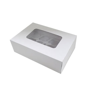 DISPLAY CUPCAKE BOX, 12 HOLES STANDARD, 3IN HIGH, WHITE UNCOATED
