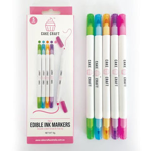 CAKE CRAFT | EDIBLE INK MARKERS | NEON COLOURS | 5 PACK