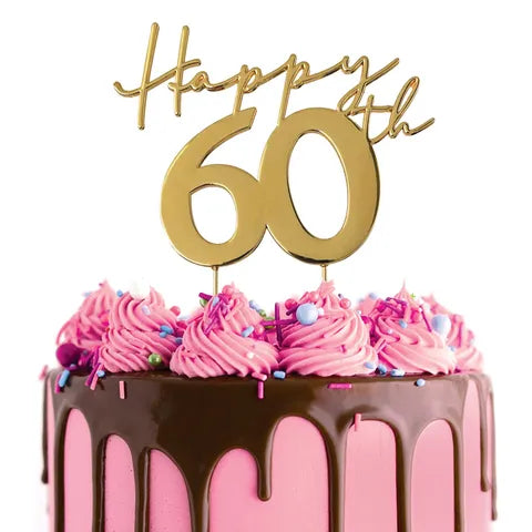CAKE CRAFT | METAL TOPPER | HAPPY 60TH | GOLD