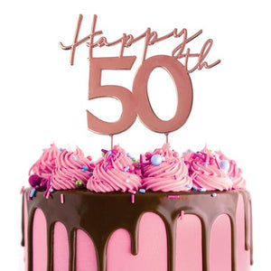CAKE CRAFT | METAL TOPPER | HAPPY 50TH | ROSE GOLD
