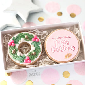 Custom Cookie Cutters - Christmas Wreath Cutter & Embosser Set (Little Biskut)